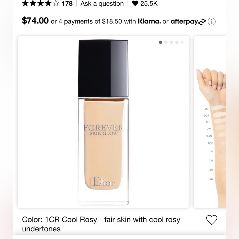 Dior Forever Skin Glow Foundation β 1CR Cool Rosy